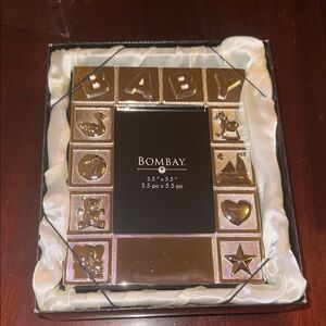Bombay Gold Baby Picture Frame with Embossed Icons
